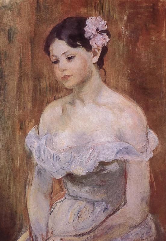 Berthe Morisot The girl wearing the fresh flowers oil painting picture